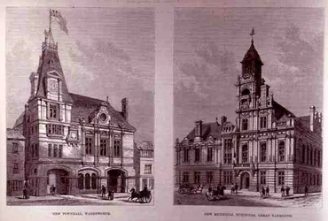 Nuovo Municipio, Wandsworth e i nuovi edifici municipali, Great Yarmouth, da The Illustrated London News, 21 gennaio 1882